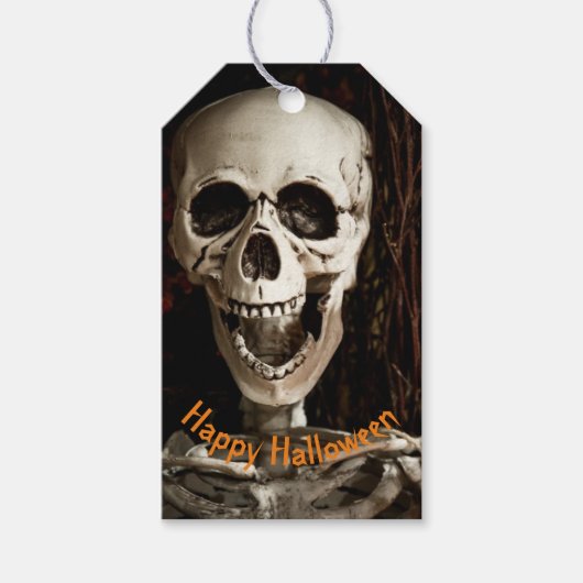 Lachend Skelet Halloween Aangepast Cadeaulabel (Voorkant)