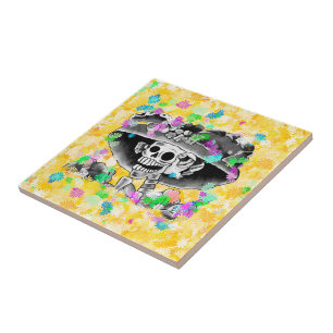 Lachend Skelet Vrouw Dia De Los Muertos Tegeltje