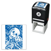 LACHEND SKELET & ZIJN JACK O LANTERN, HALLOWEEN ZELFINKTENDE STEMPEL (In situ)