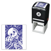 LACHEND SKELET & ZIJN JACK O LANTERN, HALLOWEEN  ZELFINKTENDE STEMPEL (In situ)