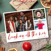 Lachend Tijdens de Weg Moderne Foto Schotse Ruit K Feestdagenkaart