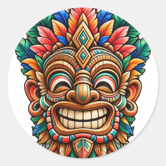 Lachend Tiki Eiland Sticker (Voorkant)