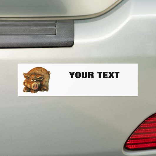 Lachend Varken Jouw tekst "Folio Extra Bold" op Wi Bumpersticker (Op auto)