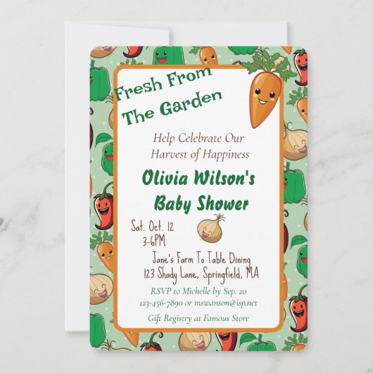 Lachend Veggies Baby shower Kaart (Voorkant)