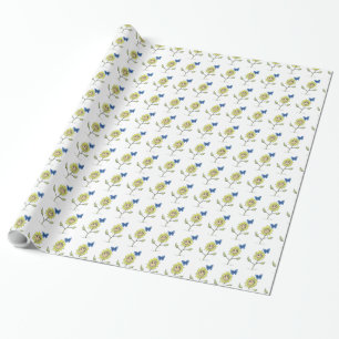 Lachend zonnebloem vlinder Wrapping Papier