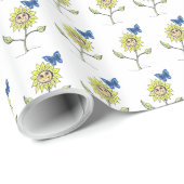 Lachend zonnebloem vlinder Wrapping Papier (Rol Hoek)