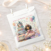 Lachende Afro Amerikaanse prinses kasteel taart ca Bedankzakje (Geknipt)