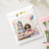 Lachende Afro Amerikaanse prinses kasteel taart ca Bedankzakje (Gezegeld)