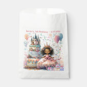 Lachende Afro Amerikaanse prinses kasteel taart ca Bedankzakje (Voorkant)