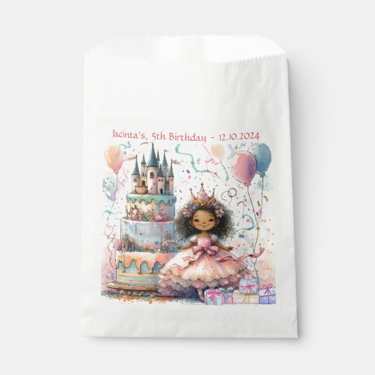 Lachende Afro Amerikaanse prinses kasteel taart ca Bedankzakje (Voorkant)
