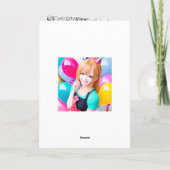 Lachende anime meisje met ballonnen Verjaardag Kaart (Achterkant)