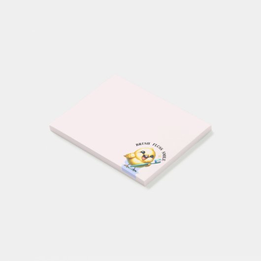 Lachende Baby Chick met Tandheelkundige Slogan Post-it® Notes (Schuin)