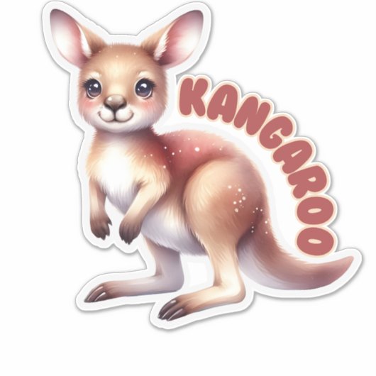 Lachende Baby Kangaroo - Kwekerij Sticker (Voorkant)