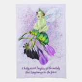 Lachende Baby Pixie Rijden op een kever Theedoek (Verticaal)