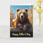 Lachende Beer Mooie Vaderdag kaart (Gele Bloem)