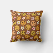 Lachende blije gezichten met bloemen kwekerij kussen (Achterkant)