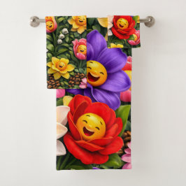 lachende bloementuin washandje beschrijving voeg e bad handdoek