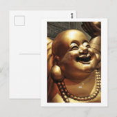 Lachende Boeddha Gezicht Gouden Standbeeld Briefkaart (Voorkant / Achterkant)