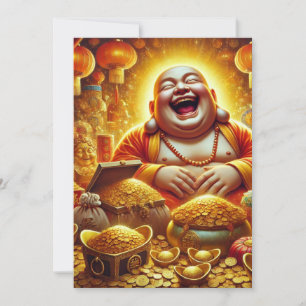 Lachende Boeddha Pool van rijkdom - Chinees Nieuwj Feestdagenkaart