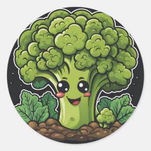 Lachende Broccoli Tuin Ronde Sticker