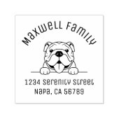 Lachende Bulldog Pet Arch Familieadres Zelfinktende Stempel (Design)
