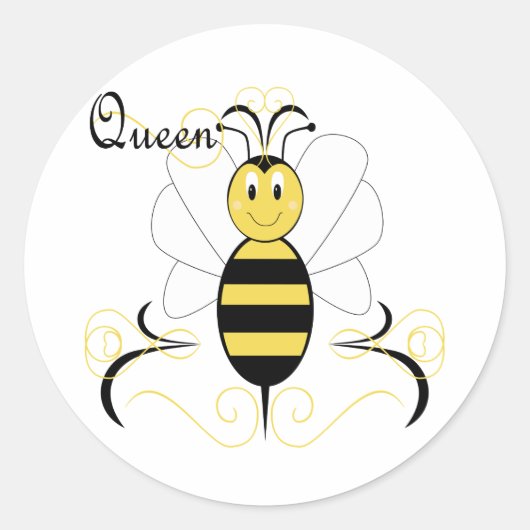 Lachende Bumble Bee Queen Bee Sticker (Voorkant)