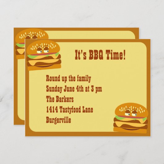 Lachende Burger BBQ Party Kaart (Voorkant / Achterkant)