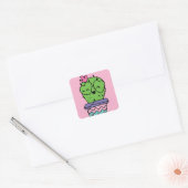 Lachende Cactus Art Valentijnse  Art Valentijnse   Vierkante Sticker (Envelop)