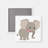 Lachende Cartoon Elephant Magnet (Voorkant / Achterkant)