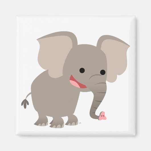 Lachende Cartoon Elephant Magnet (Voorkant)