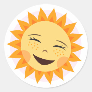 Lachende cartoon stickers in de zon