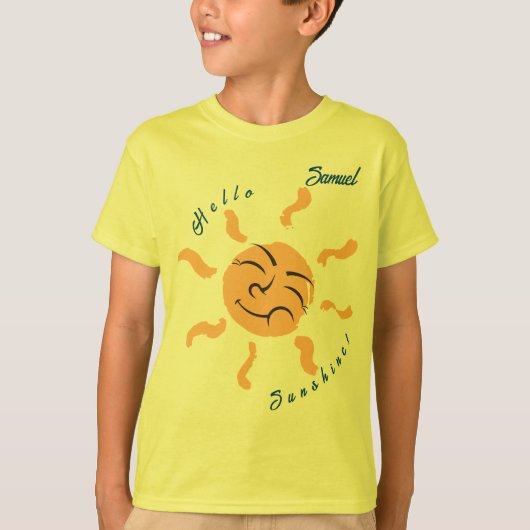 Lachende Cartoon Sunshine  Boy's T-shirt (Voorkant)
