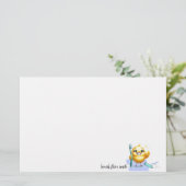 Lachende Chick met Tandheelkundige Slogan Briefpapier (Staand voorkant)