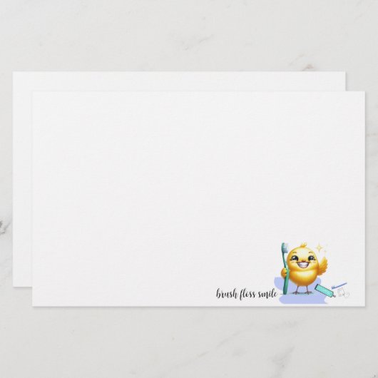 Lachende Chick met Tandheelkundige Slogan Briefpapier (Voorkant / Achterkant)