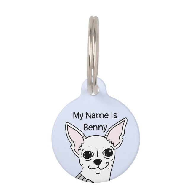 Lachende Chihuahua Dog ID Label Huisdierpenning (Voorkant)