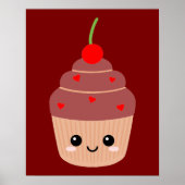 Lachende Cupcake Print, Sweet Room Decor, Schattig Poster (Voorkant)