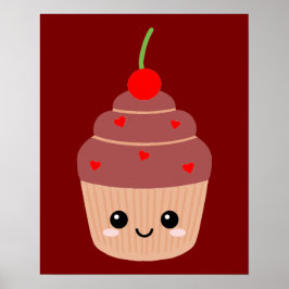 Lachende Cupcake Print, Sweet Room Decor, Schattig Poster