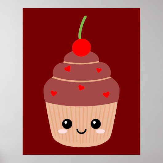 Lachende Cupcake Print, Sweet Room Decor, Schattig Poster (Voorkant)