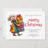 Lachende Dame Bewerkbare Digitale Kerstgroet Feestdagenkaart (Voorkant)