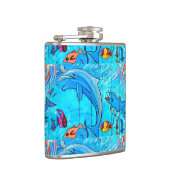 Lachende dolfijnen kolf heupfles (Rechts)