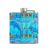 Lachende dolfijnen kolf heupfles (Achterkant)