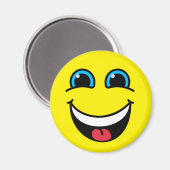 Lachende Emoji Gezicht Geel Magneet (Voorkant / Achterkant)