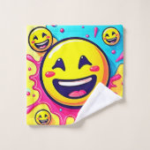 Lachende Emoji Splash Party Bad Handdoek (Wasdoekje)