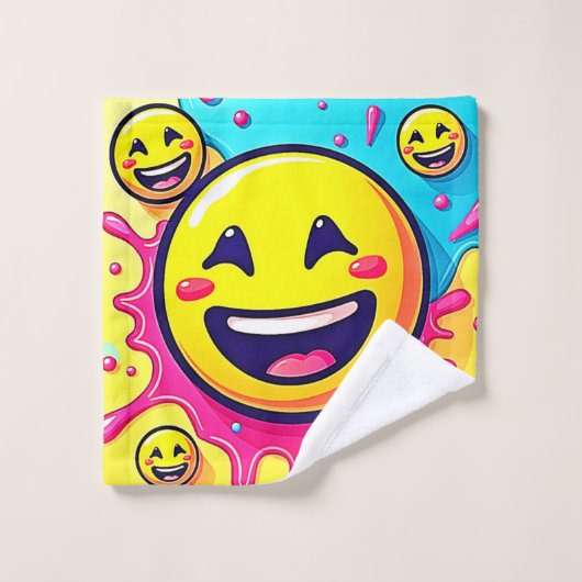 Lachende Emoji Splash Party Bad Handdoek (Wasdoekje)