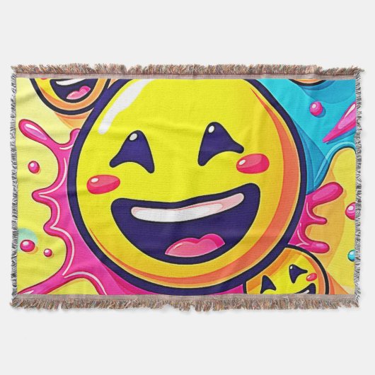 Lachende Emoji Splash Party Deken (Voorkant)
