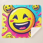 Lachende Emoji Splash Party Sherpa Deken (Voorkant (horizontaal))