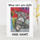 "LACHENDE EZEL GROET" VOOR "13e" VERJAARDAG Kaart (Gele Bloem)