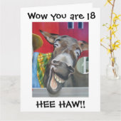 "LACHENDE EZEL GROET" VOOR "18e" VERJAARDAG Kaart (Gele Bloem)