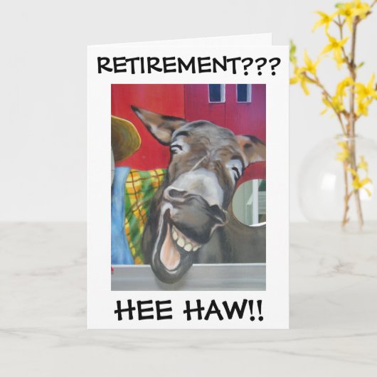 "LACHENDE EZEL GROET" VOOR PENSIONERING! KAART (Gele Bloem)