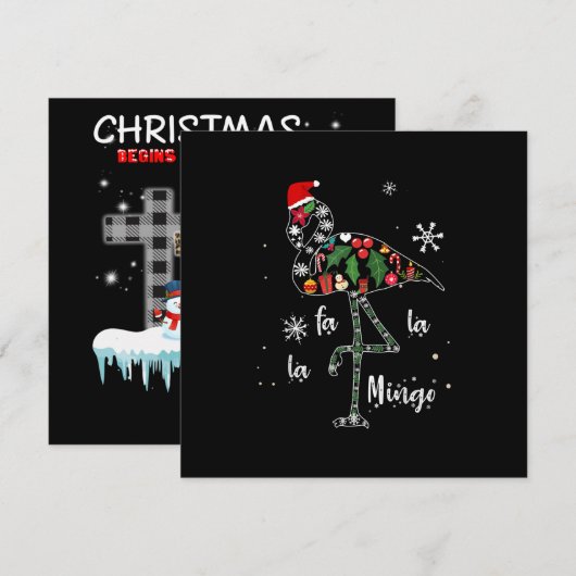 Lachende Flamingo Kerst Xmas Kaart (Voorkant / Achterkant)